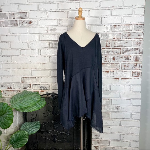 Free People We the Free Coming in Hot Black V-neck Long Sleeve Boho Tunic S - Picture 2 of 12